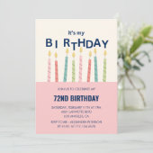 72歳おもしろいの誕生日招待状ユーモアキャンドル 招待状 (スタンド正面)