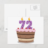 72歳のお誕生日ケーキ ポストカード (正面/裏面)