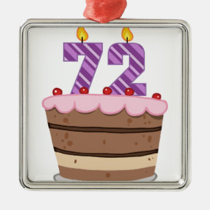 72歳のお誕生日ケーキ メタルオーナメント