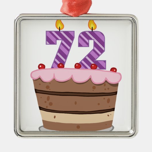 72歳のお誕生日ケーキ メタルオーナメント (正面)