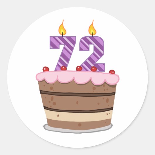 72歳のお誕生日ケーキ ラウンドシール (正面)