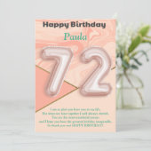 72歳の女の子ハッピーバースデーカード (スタンド正面)
