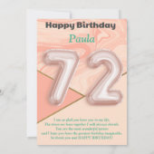 72歳の女の子ハッピーバースデーカード (裏面)