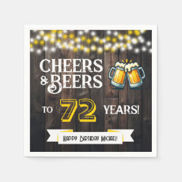 72歳の誕生日おめでとう！乾杯とビールでお祝い スタンダードカクテルナプキン