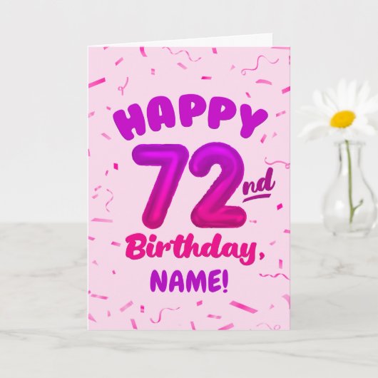 72歳の誕生日お祝い バルーン ナンバー 名前入れ可能 カード (小さな植物)