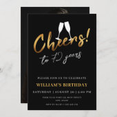 72歳の誕生日を記念するゴールドブラックの大人写真 招待状 (正面/裏面)