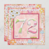 72歳の誕生日パーティースクラップブック作りスタイル 招待状 (正面/裏面)