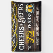 72歳の誕生日パーティーバナーを祝してCheers and Beers 横断幕 (縦)