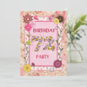 72歳の誕生日パーティー招待状（花枠付き） 招待状 (スタンド正面)