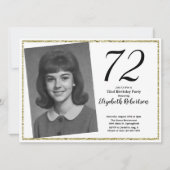 72歳の誕生日フォトギフト 白とゴールド 招待状 (正面)