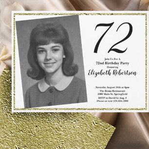 72歳の誕生日フォトギフト 白とゴールド 招待状