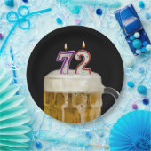 72歳の誕生日 ビール 黒い紙皿の上 ペーパープレート (パーティー)