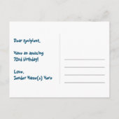 72歳の誕生日 – 楽しい花火模様 + 虹72 ポストカード (裏面)