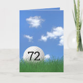 72歳の誕生日、芝生の中のゴルフボール カード (正面)