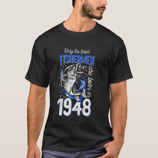 72歳の魚釣り漁師1948 72誕生 Tシャツ (正面)