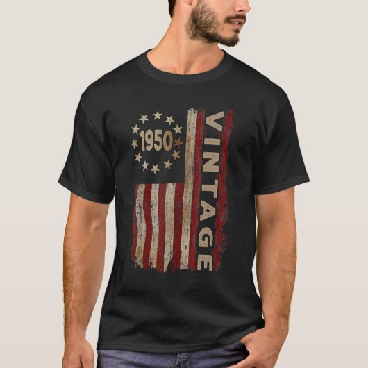 72歳ヴィンテージ1950年米国国旗72誕生 Tシャツ (正面)