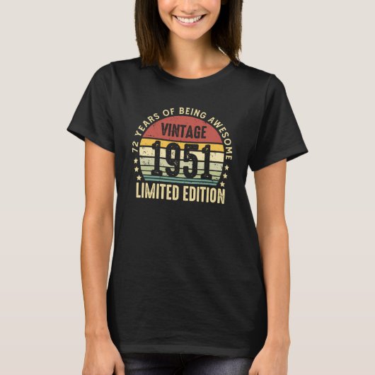 72歳ヴィンテージ1951 72誕生日 Tシャツ (正面)