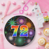 72番目のイベント-おもしろいカラフル、はっきりした、レインボー72 ペーパープレート (パーティー)
