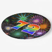 72番目のイベント-おもしろいカラフル、はっきりした、レインボー72 ペーパープレート (アングル)