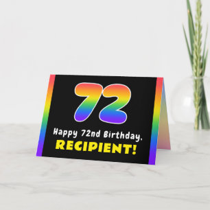 72番目の誕生日カラフル: Rainbow # 72,名前をカスタムする カード