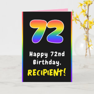 72番目の誕生日カラフル: Rainbow # 72,名前をカスタムする カード