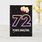 72番目の誕生日バルーンと紙吹雪 カード (黄色い花)