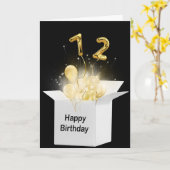 72番目の誕生日バルーン(白いボックス) カード (黄色い花)