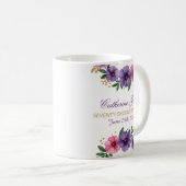 72番目の誕生日マグカップ – フローラリースと金ゴールド番号 コーヒーマグカップ (正面右)