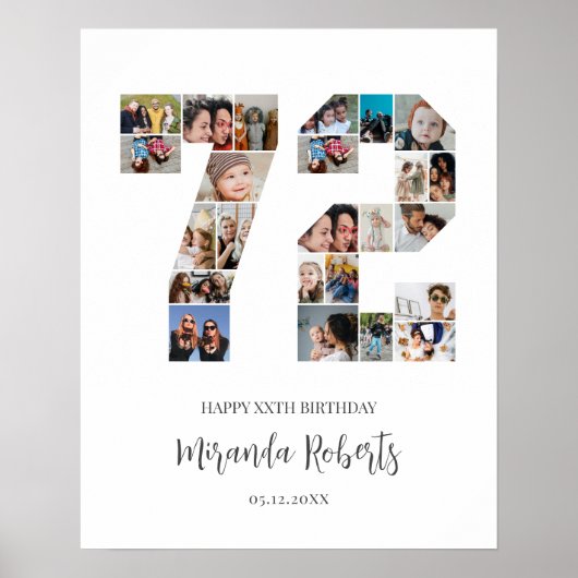 72番目の誕生日番号72カスタムフォトコラージュ ポスター (正面)
