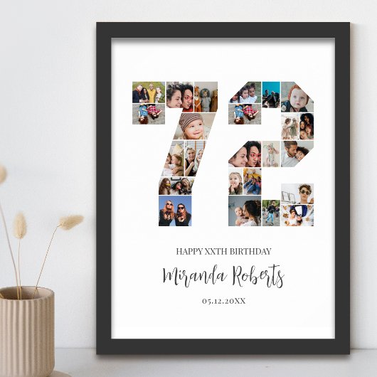 72番目の誕生日番号72カスタムフォトコラージュ ポスター