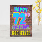 72番目の誕生日-おもしろい、アーバングラフィティインスパイアルック カード (黄色い花)