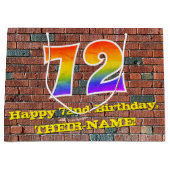 72番目の誕生日:おもしろい、インスパイアグラフィティ・レインボー# 72 ラージペーパーバッグ (正面)