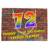 72番目の誕生日:おもしろい、インスパイアグラフィティ・レインボー# 72 ラージペーパーバッグ (裏面)