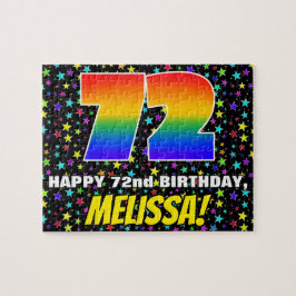 72番目の誕生日:おもしろい、カラフル星野パターン ジグソーパズル