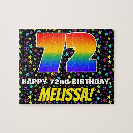 72番目の誕生日:おもしろい、カラフル星野パターン ジグソーパズル (横)