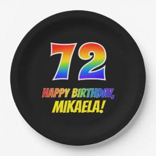 72番目の誕生日:はっきりした,おもしろい,シンプル虹, 72 ペーパープレート