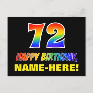 72番目の誕生日:はっきりした,おもしろい,シンプル虹, 72 ポストカード