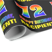 72番目の誕生日:はっきりした,おもしろい,シンプル虹, 72 ラッピングペーパー (ロールコーナー)