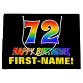 72番目の誕生日:はっきりした,おもしろい,シンプル虹， 72 ラージペーパーバッグ (正面)