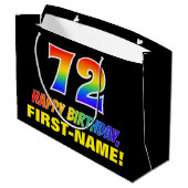 72番目の誕生日:はっきりした,おもしろい,シンプル虹， 72 ラージペーパーバッグ (裏面アングル)