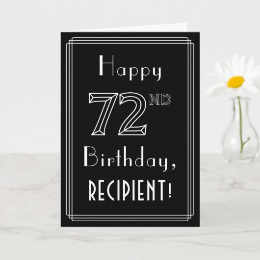72番目の誕生日:アールデコスタイル# 72および名前をカスタムする カード (小さな植物)