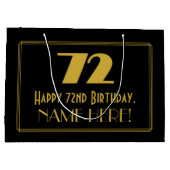 72番目の誕生日:インスパイアアールデコの「72」の外観と名前 ラージペーパーバッグ (裏面)