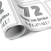 72番目の誕生日:インスパイアアールデコスタイル「72」 +名前 ラッピングペーパー (ロールコーナー)