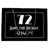 72番目の誕生日:インスパイアアールデコスタイル「72」、名前 ラージペーパーバッグ (裏面)