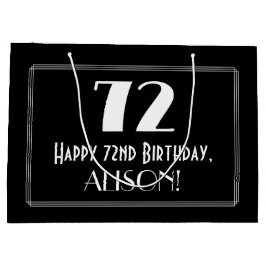 72番目の誕生日:インスパイアアールデコスタイル「72」、名前 ラージペーパーバッグ