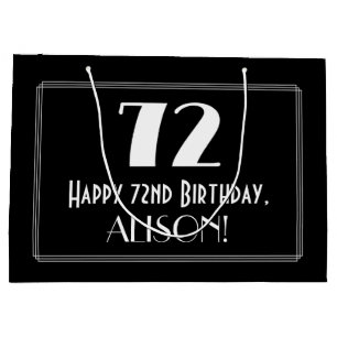 72番目の誕生日:インスパイアアールデコスタイル「72」、名前 ラージペーパーバッグ