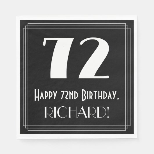 72番目の誕生日~インスパイアアールデコルック"72",名前 スタンダードランチョンナプキン (正面)