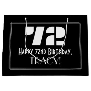72番目の誕生日~インスパイアアールデコルック"72" +名前 ラージペーパーバッグ