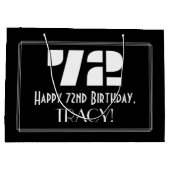 72番目の誕生日~インスパイアアールデコルック"72" +名前 ラージペーパーバッグ (裏面)