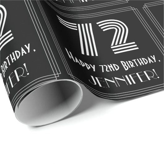 72番目の誕生日:インスパイアアールデコ名前を付けた「72」を見る ラッピングペーパー (ロールコーナー)